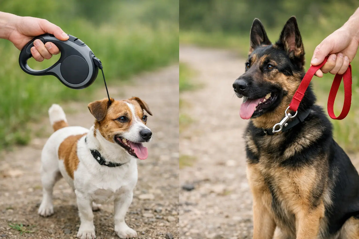 Guia retrátil vs guia fixa para cães: qual usar?