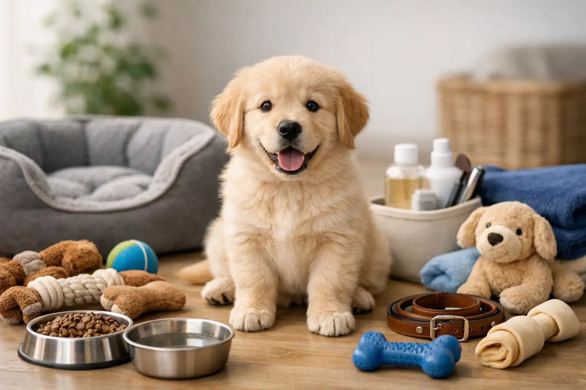 Exemplo de enxoval para filhote de cachorro