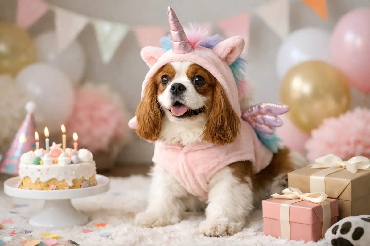 Fantasia confortável para fotos de aniversário pet