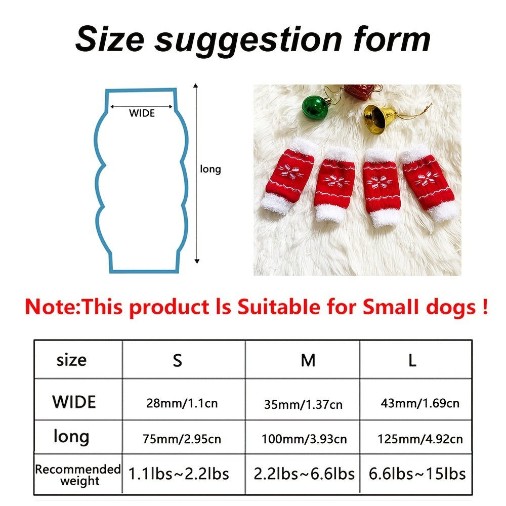 Kit 4 Meias de Natal e Inverno para Cães Pequenos – Antiderrapante e Quentinho