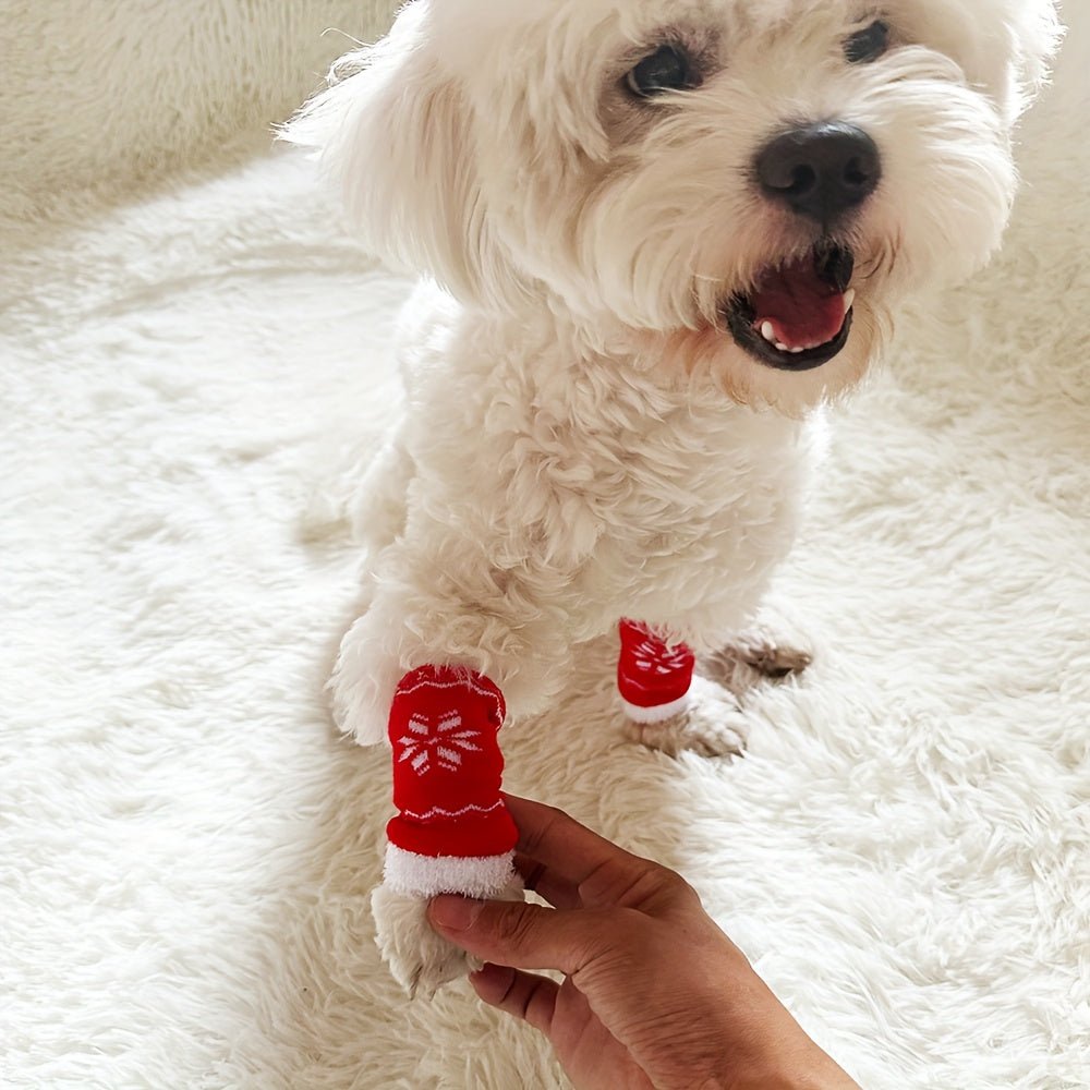 Kit 4 Meias de Natal e Inverno para Cães Pequenos – Antiderrapante e Quentinho