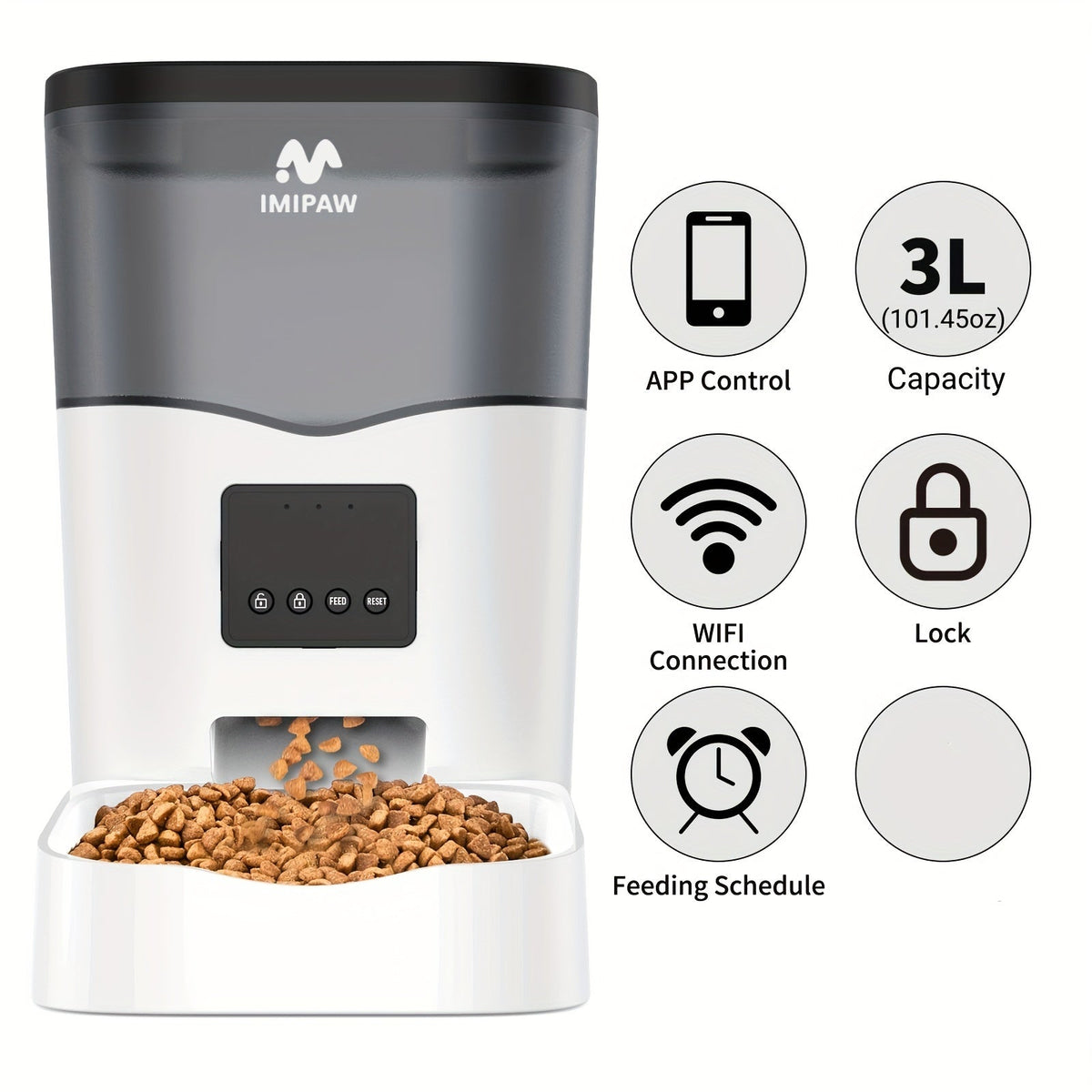 Alimentador Inteligente Wi-Fi 3L – Até 20 Refeições por Dia com Controle via App