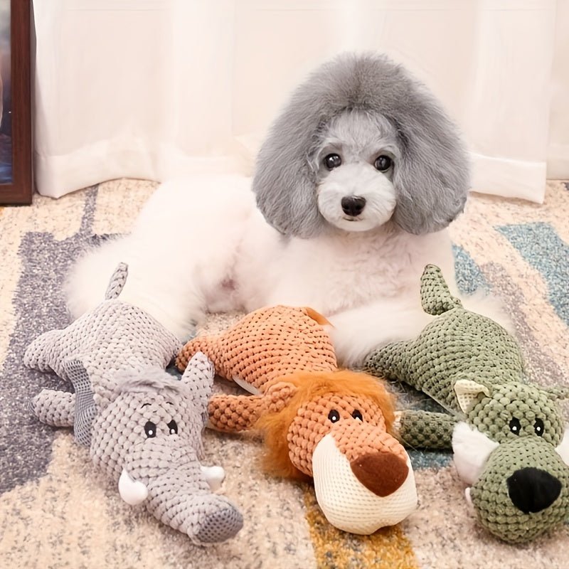 Brinquedo Resistente com Apito – Pelúcia Durável para Cães Mastigadores
