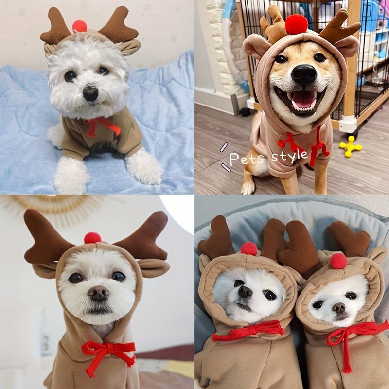 Moletom Natalino de Rena para Cães – Hoodie Festivo para Raças Pequenas, Mini, Toy e Médias