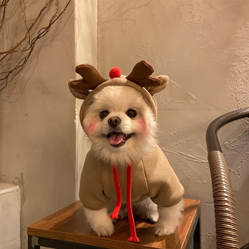 Moletom de Rena de Natal para Cães – Festivo para Raças Pequenas e Médias