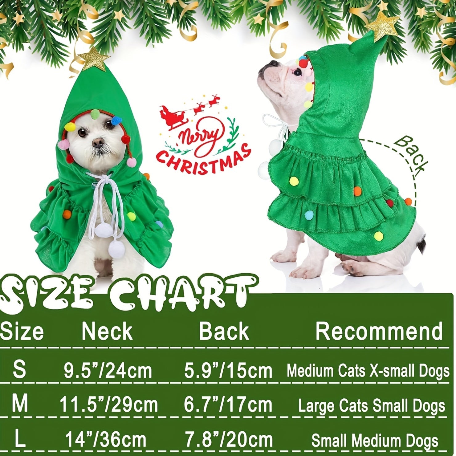 Fantasia de Árvore de Natal para Pets – Verde e Vermelho com Gravata