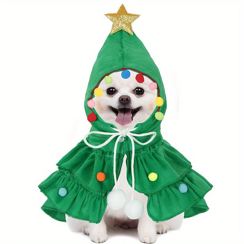 Fantasia de Árvore de Natal para Pets – Verde e Vermelho com Gravata
