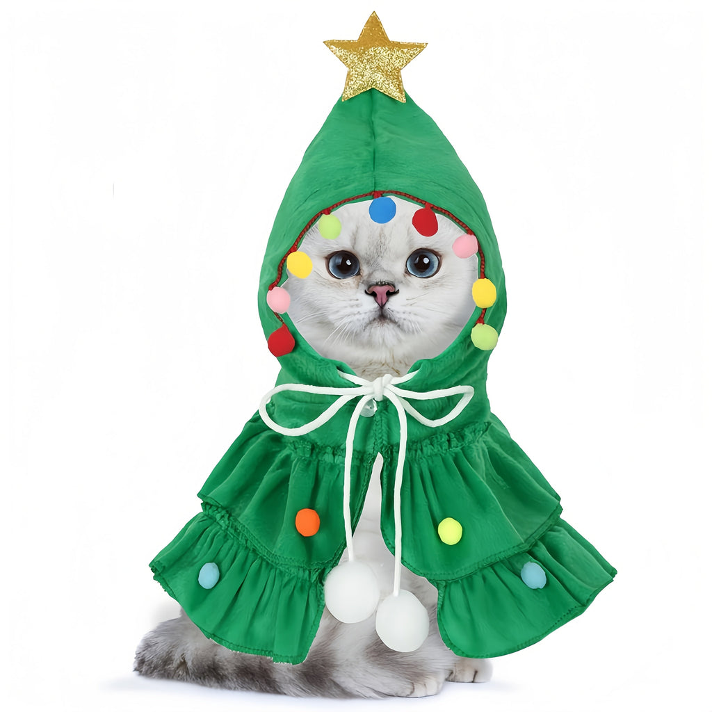 Fantasia Árvore de Natal para Pets – Roupa Verde e Vermelha com Laço
