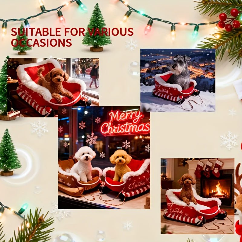 Casa Natalina Aconchegante para Pets – Caminha de Inverno Super Macia em Formato de Trenó