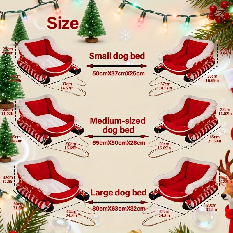 Casa Natalina Aconchegante para Pets – Caminha de Inverno Super Macia em Formato de Trenó