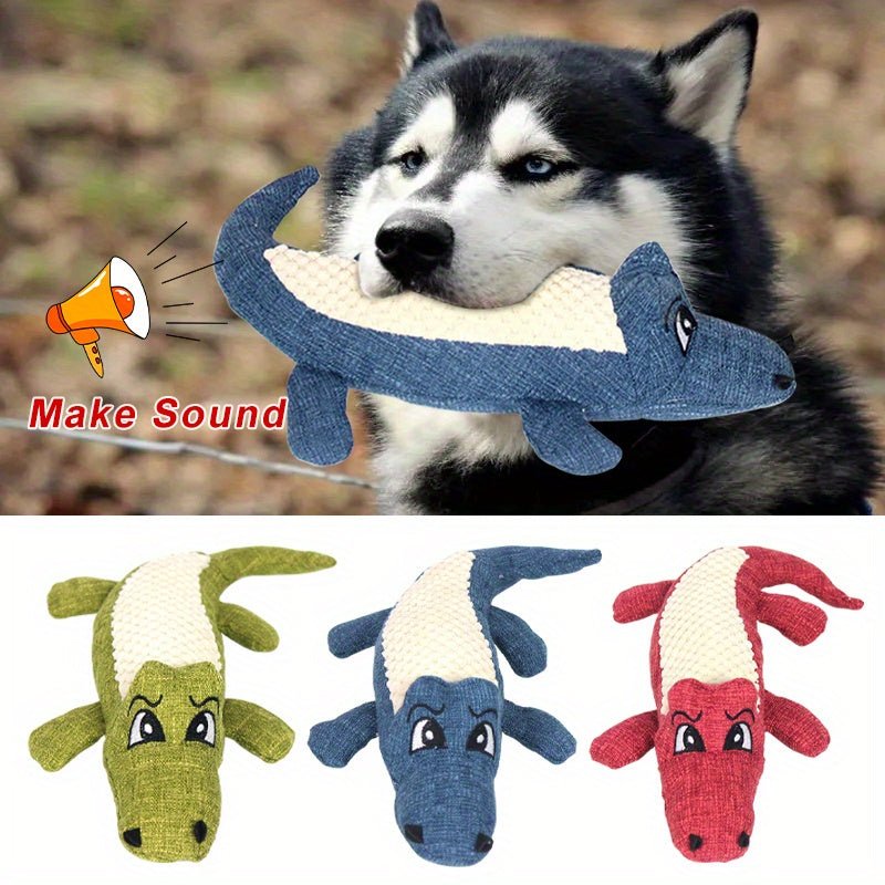 Brinquedo Crocodilo de Tecido com Apito para Cães