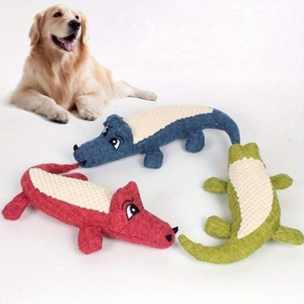Brinquedo Crocodilo de Tecido com Apito para Cães