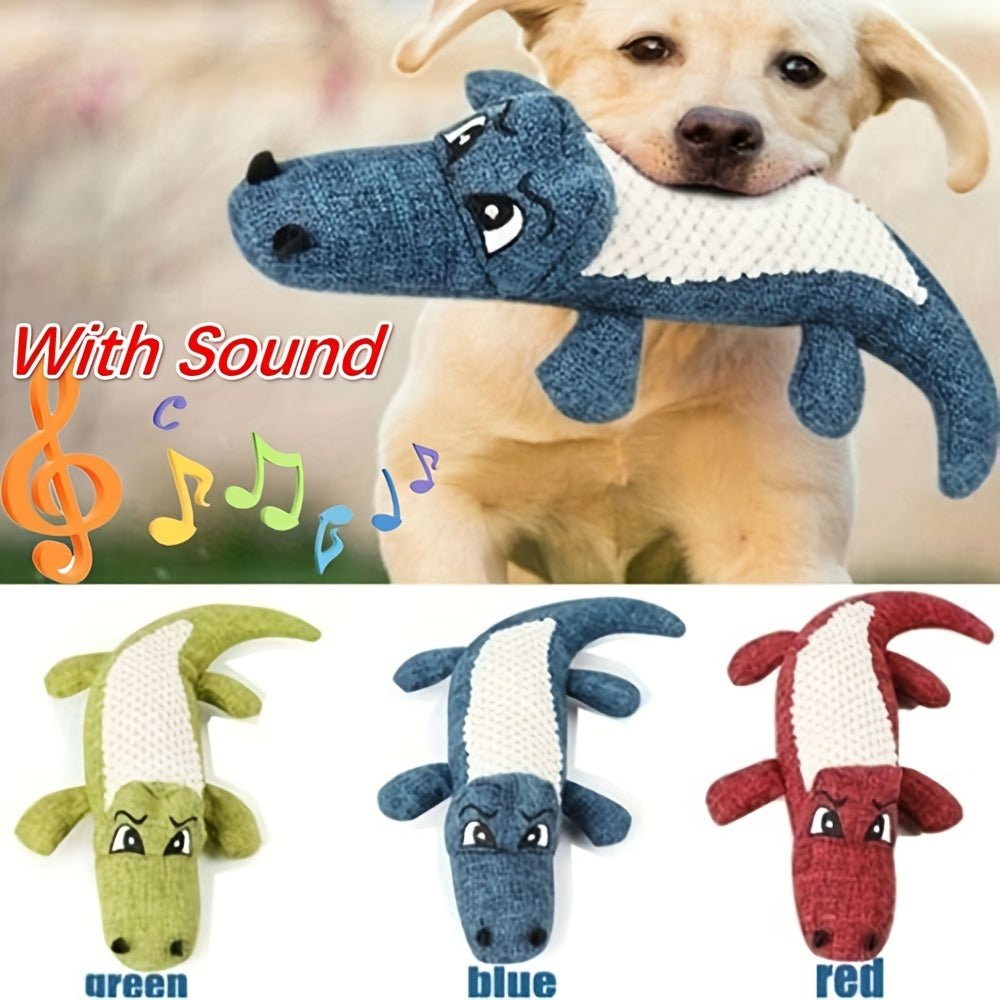 Brinquedo Crocodilo de Tecido com Apito para Cães