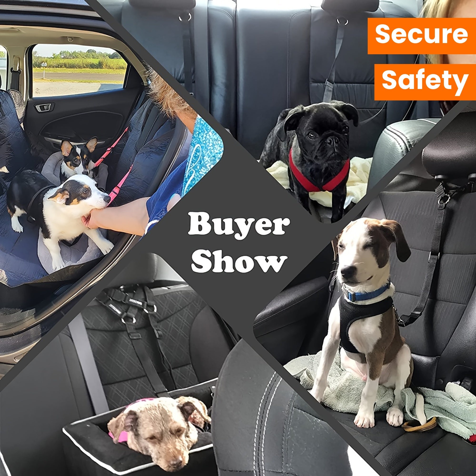 Cinto de segurança para cães – Amarração de segurança ajustável para viagens seguras