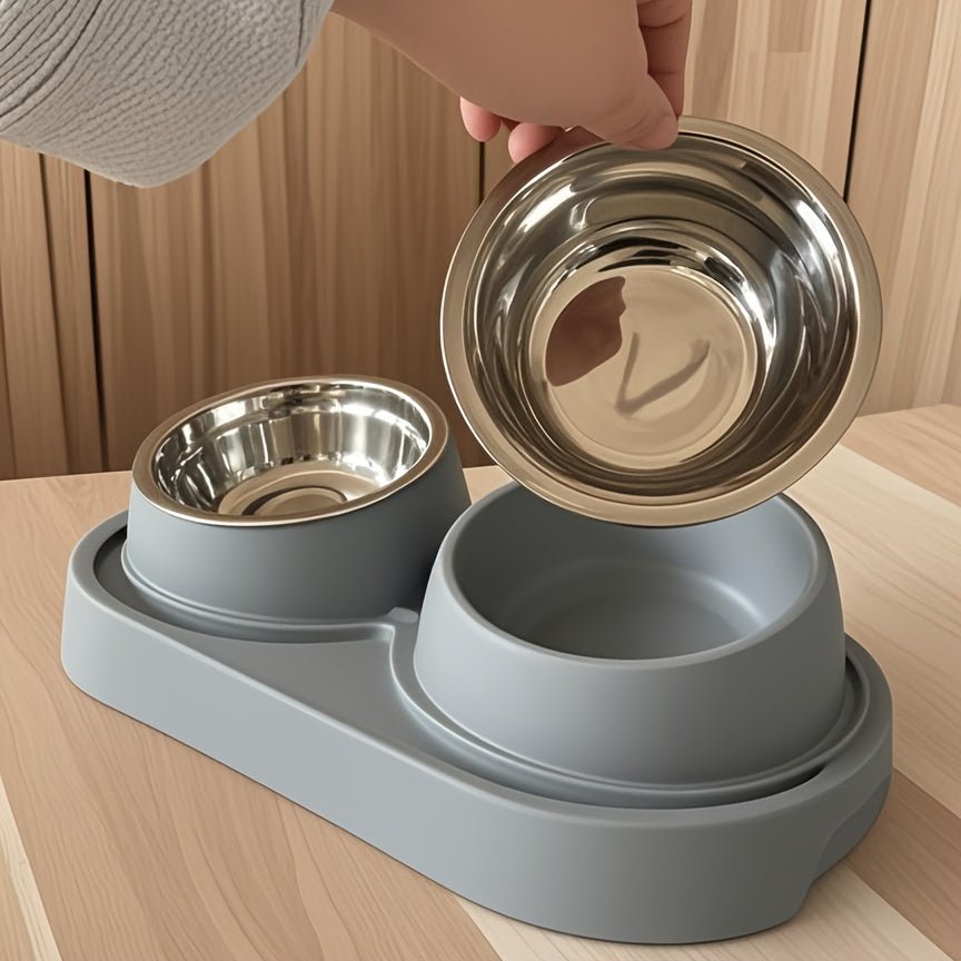Conjunto Duplo de Tigelas de Aço para Gatos