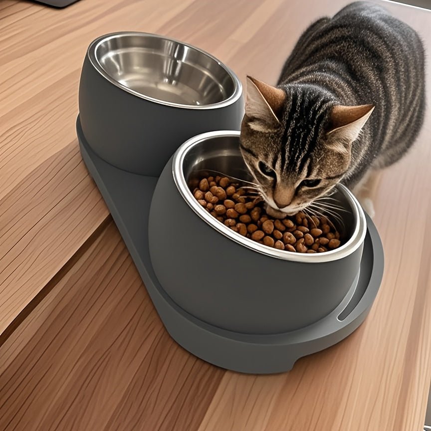 Conjunto Duplo de Tigelas de Aço para Gatos
