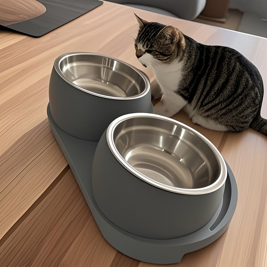 Conjunto Duplo de Tigelas de Aço para Gatos