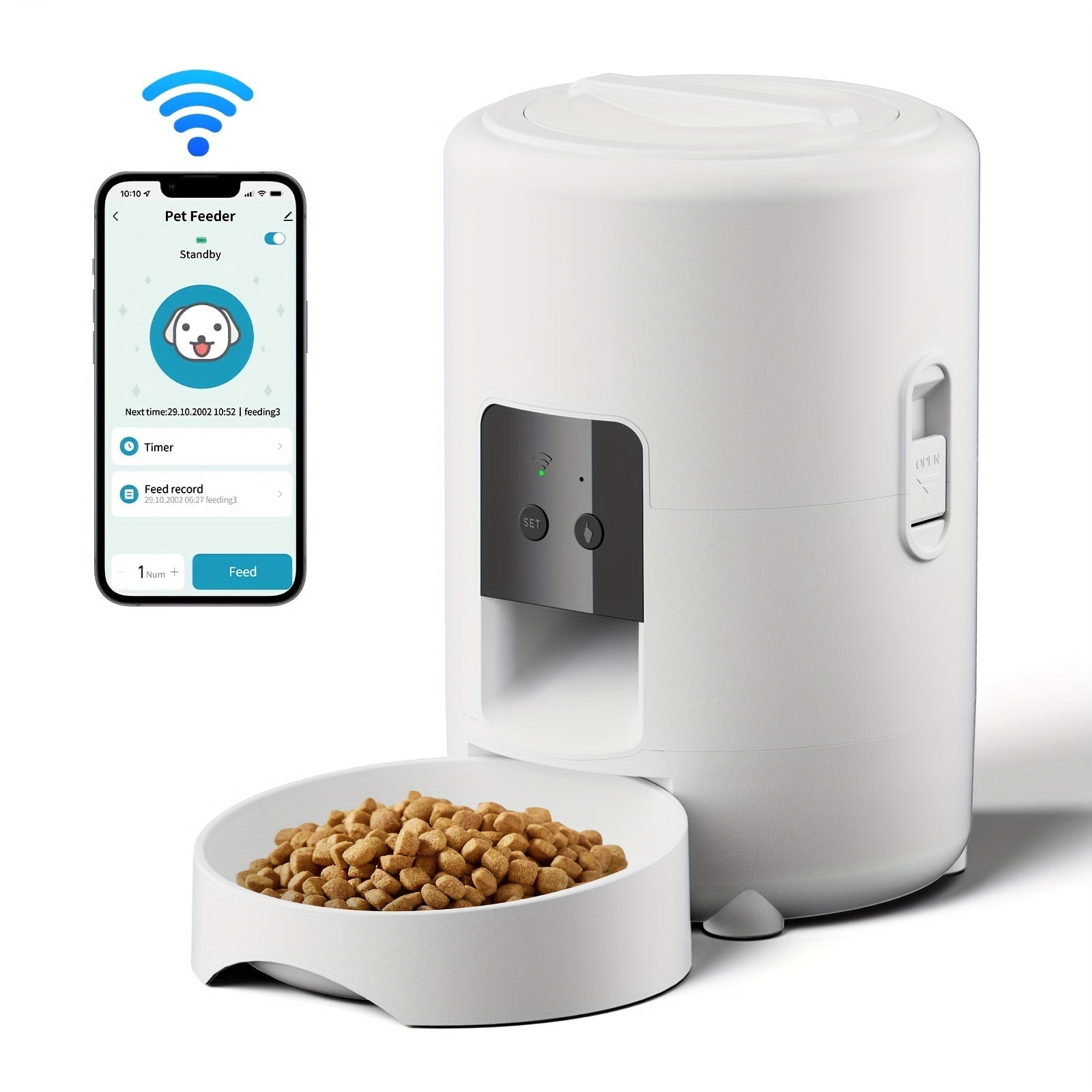 Agora ficou fácil! Alimentador Automático Smart 2L com App – Ideal para Gatos e Cães Pequenos