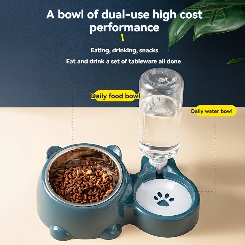 Comedouro e Bebedouro Automático para Pets com Tigela em Aço Inoxidável