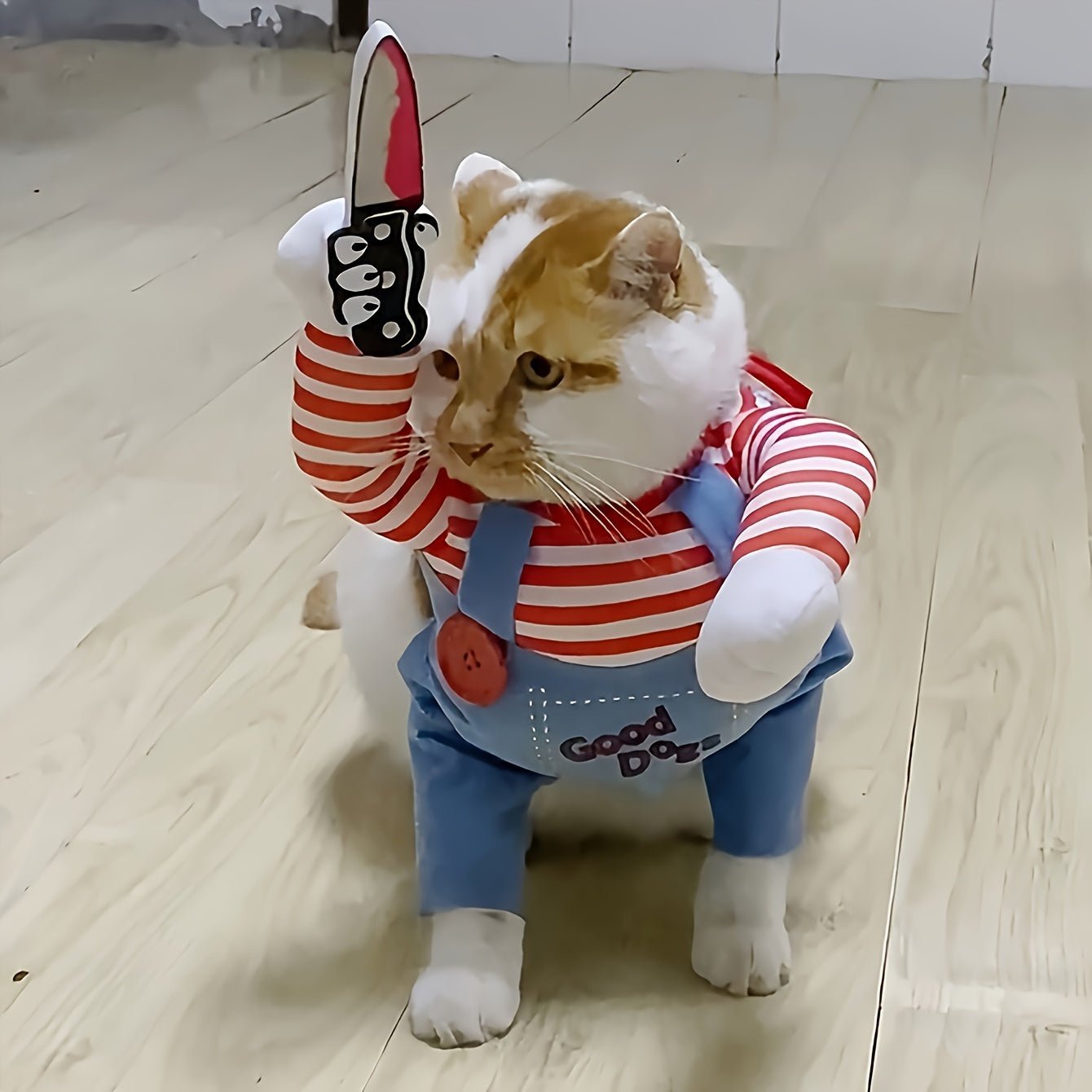 Fantasia de Faca para Pet – Quentinha, Ajustável e Perfeita para o Halloween!