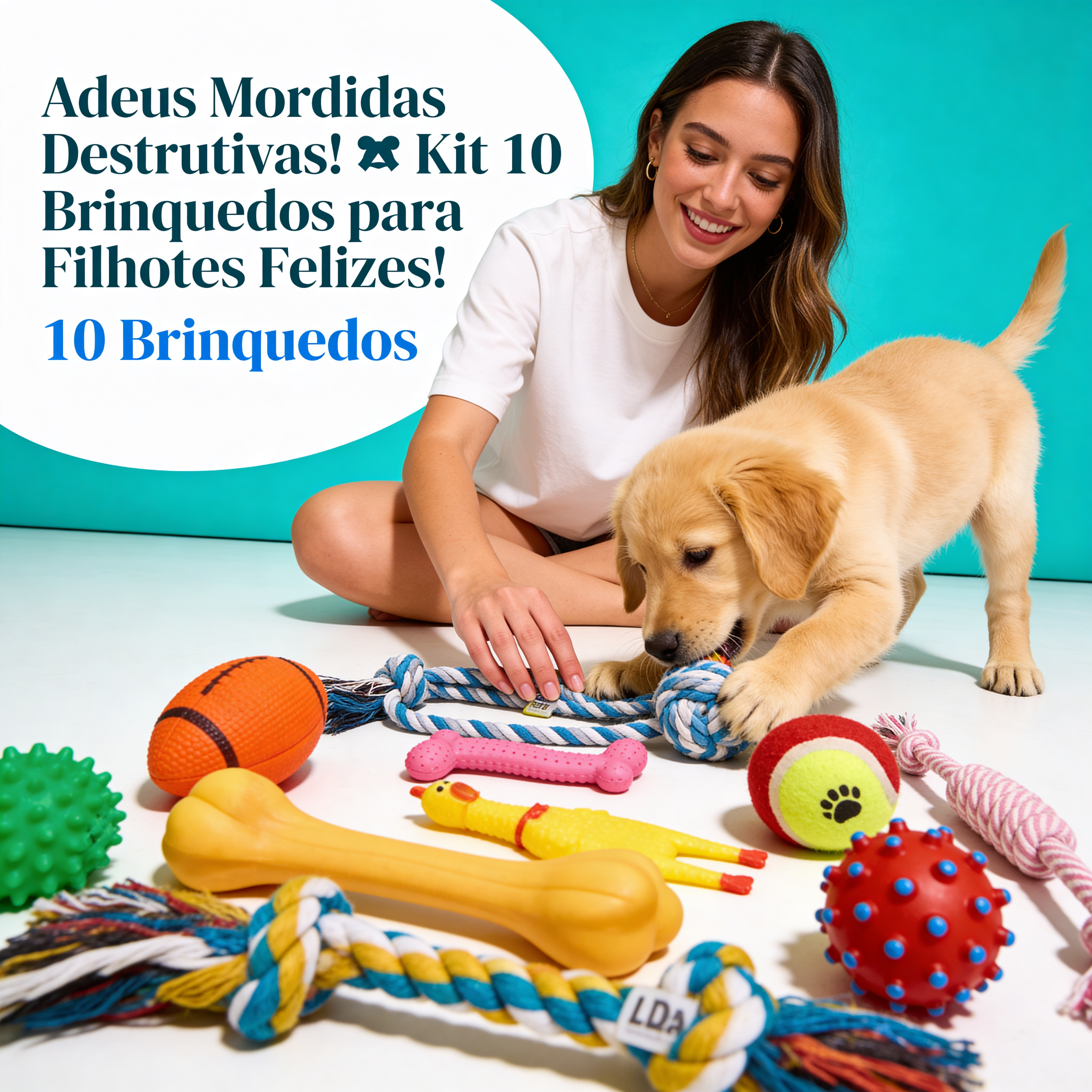 Leve Mais, Pague Bem Menos 🐶 | Kit Promocional com 6 ou 10 Brinquedos Incríveis para Cachorros