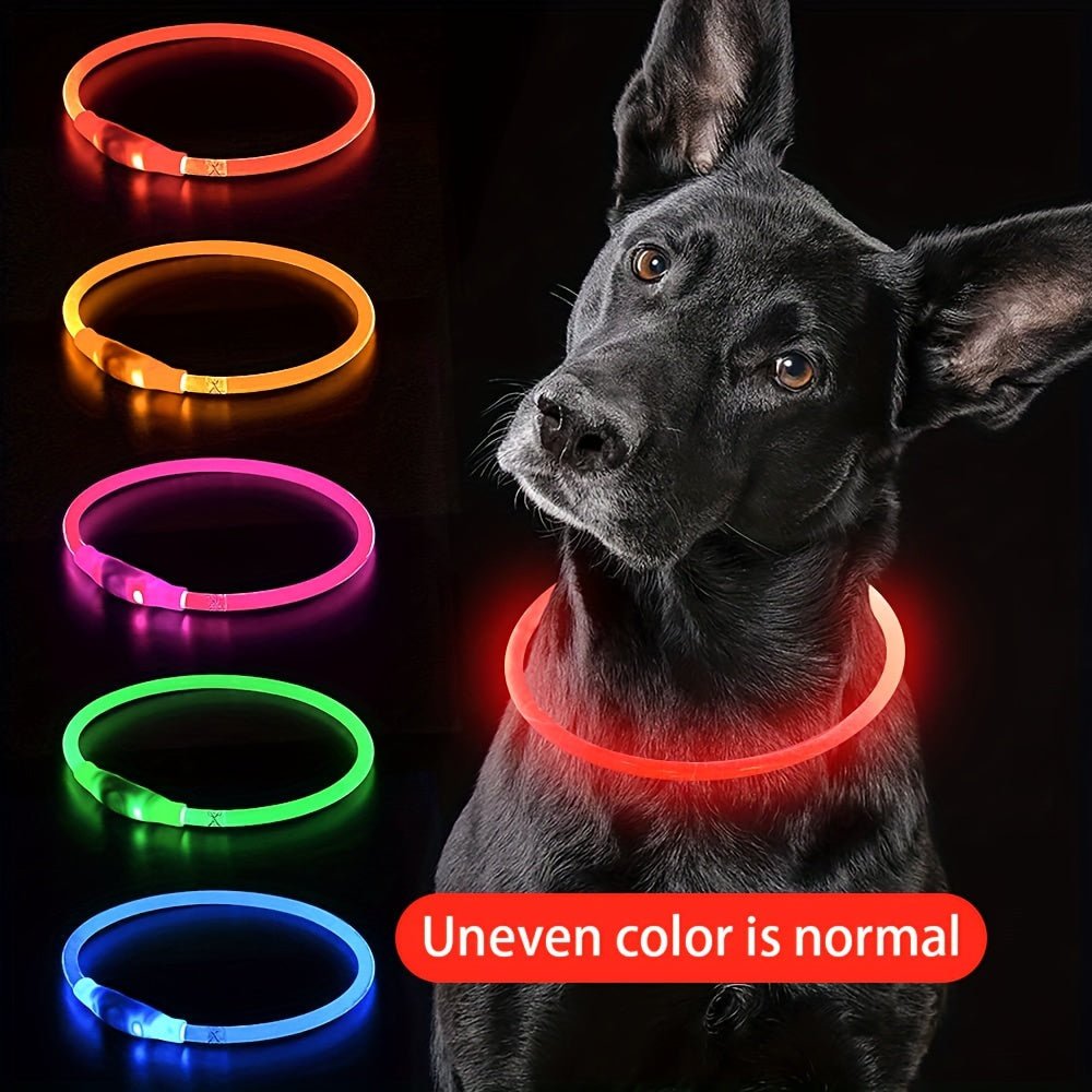 Coleira LED Recarregável para Passeio Noturno