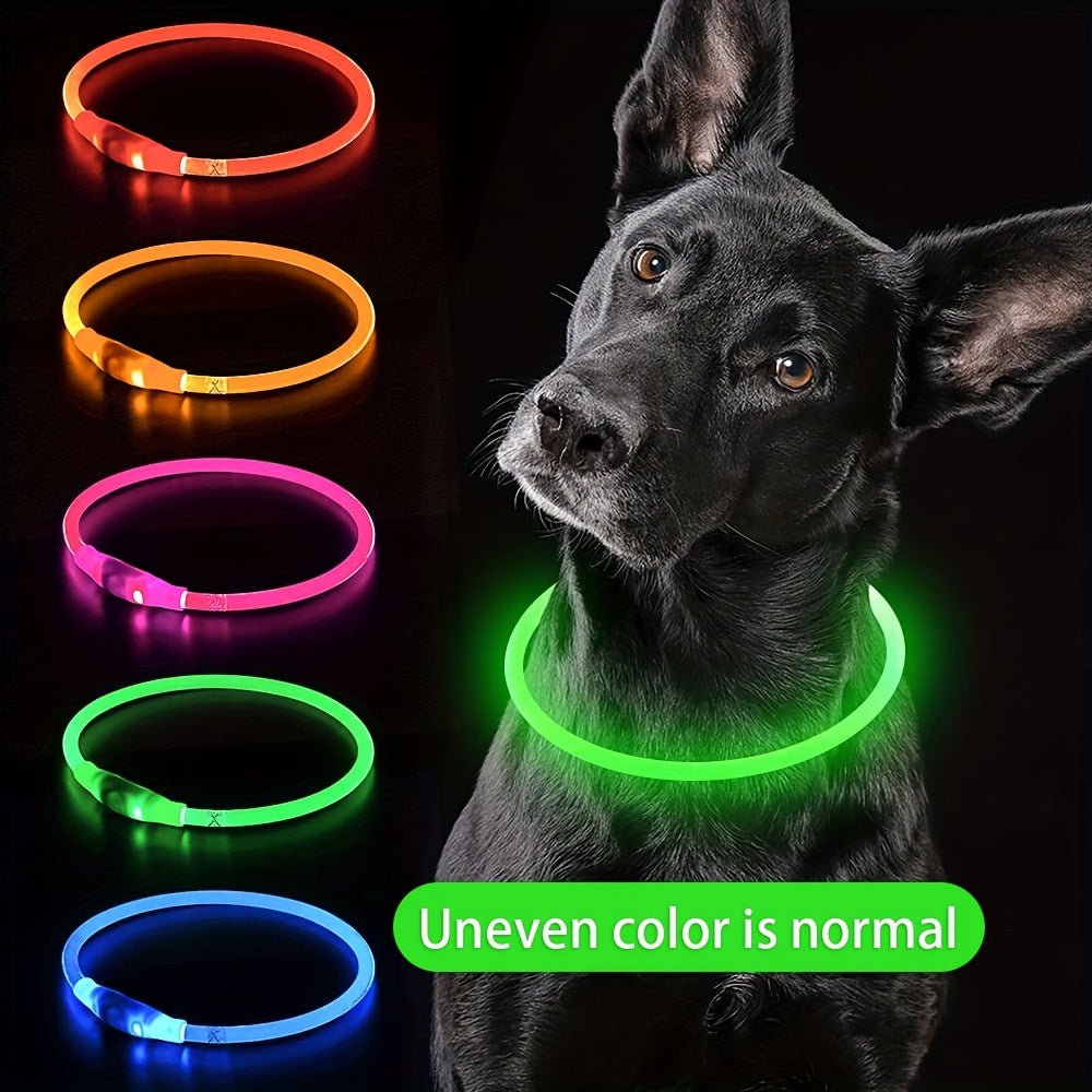 Coleira LED Recarregável para Passeio Noturno