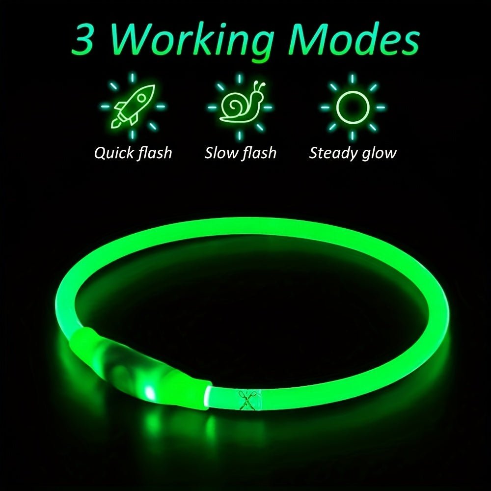 Coleira LED Recarregável para Passeio Noturno