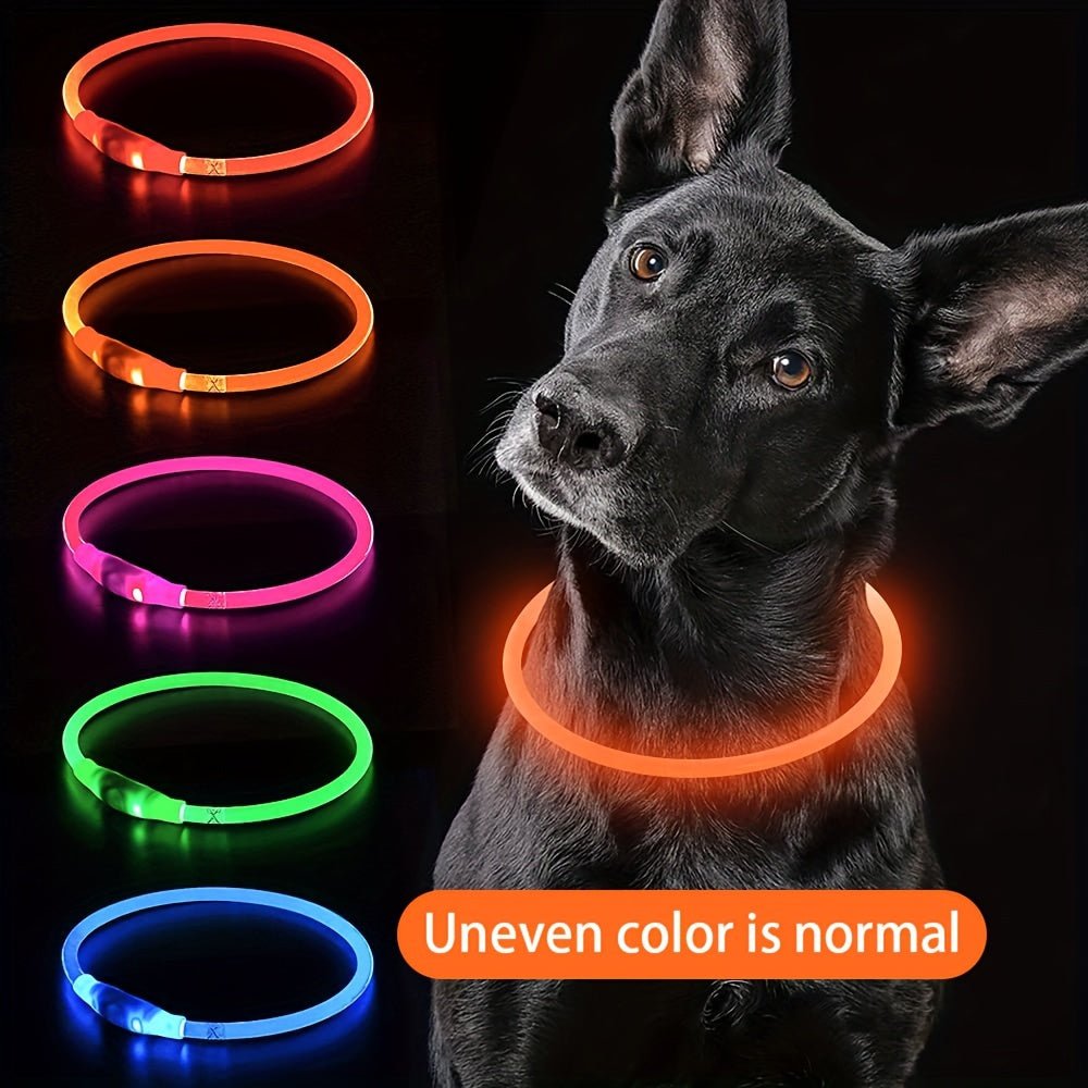 Coleira LED Recarregável para Passeio Noturno
