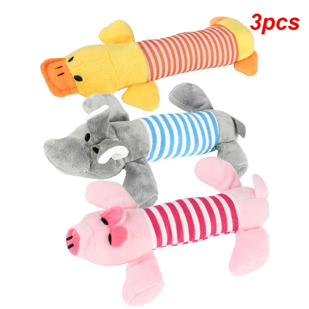 Kit 3 Brinquedos de Pelinho com Apito para Cães