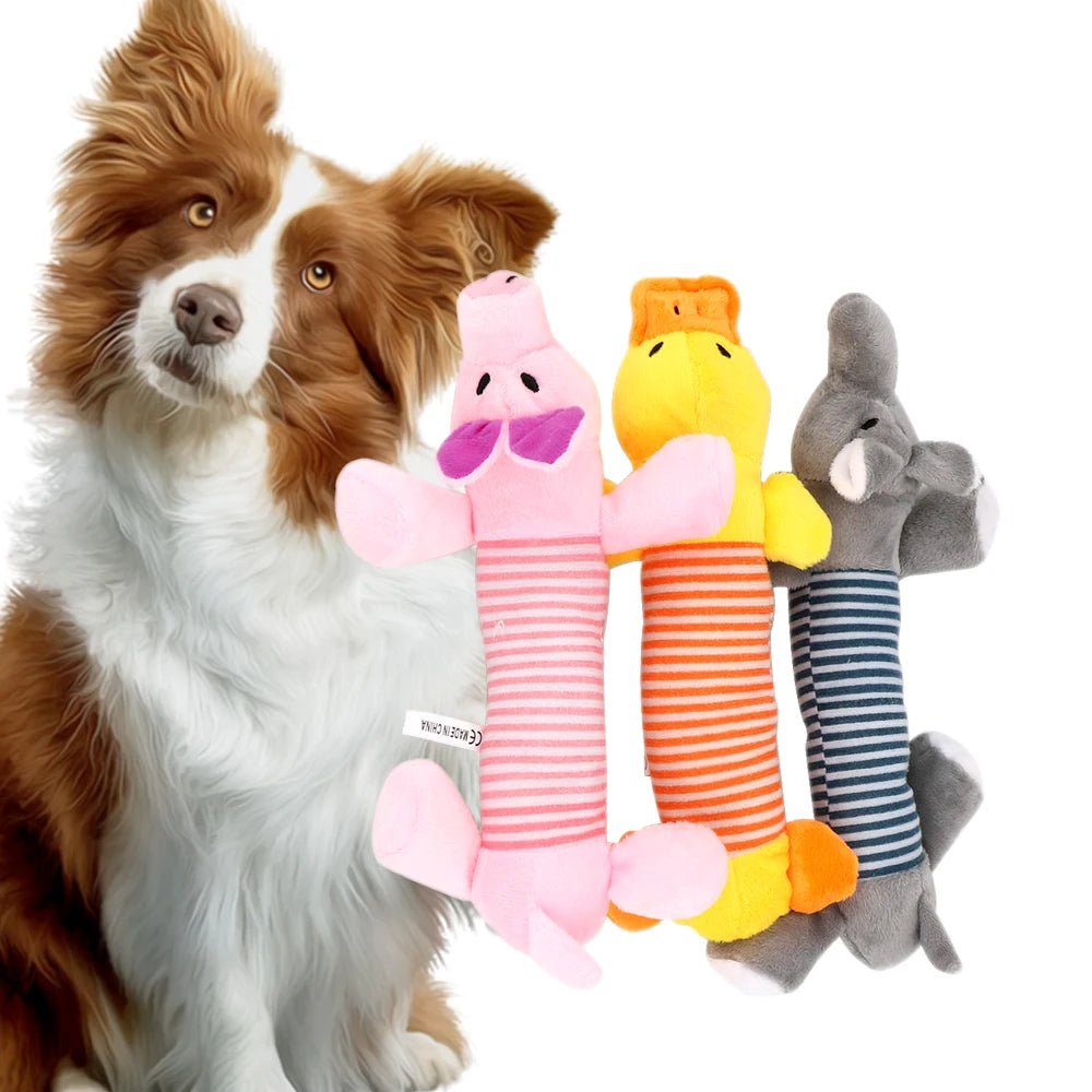 Kit 3 Brinquedos de Pelinho com Apito para Cães