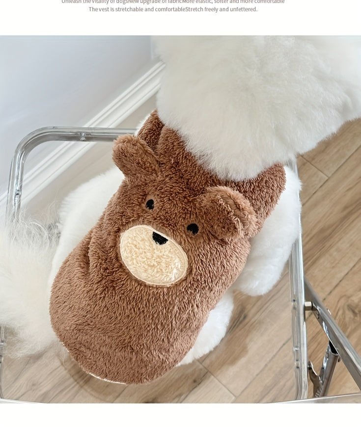 Suéter de pelúcia em formato de urso para cachorro – macio, quente e adoravelmente aconchegante para raças pequenas!