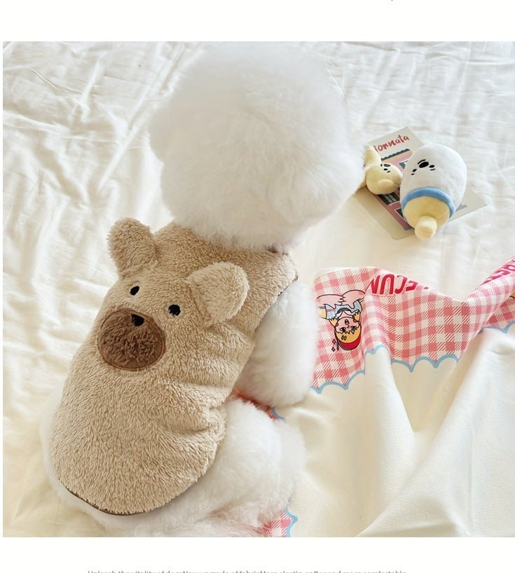 Suéter de pelúcia em formato de urso para cachorro – macio, quente e adoravelmente aconchegante para raças pequenas!