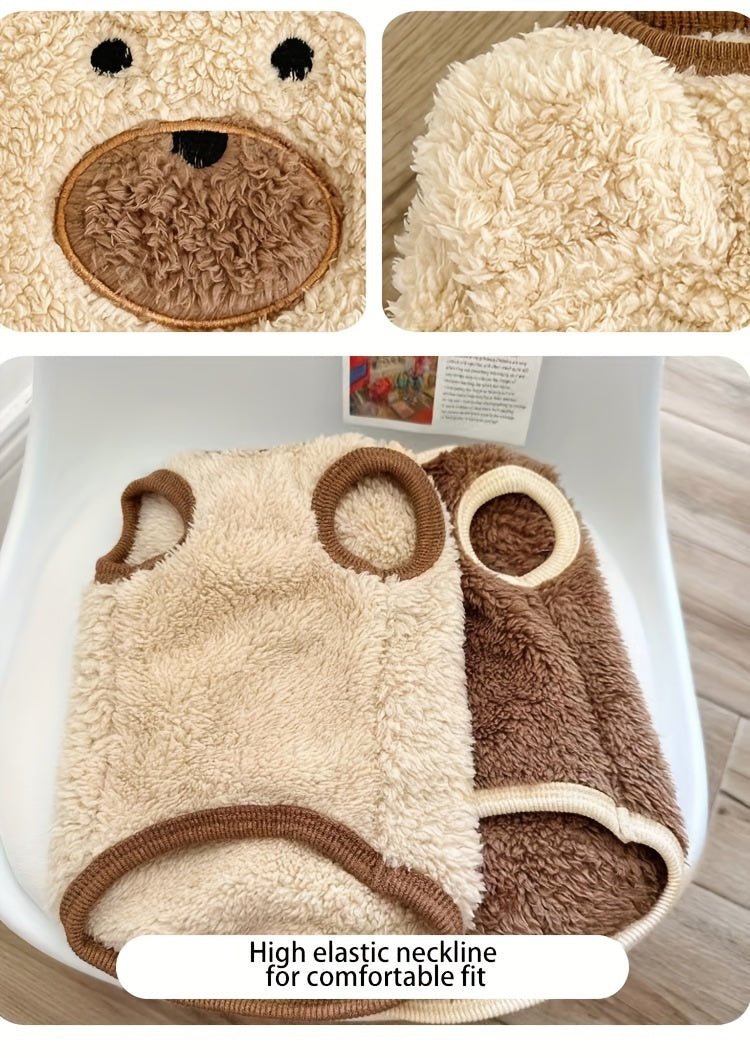 Suéter de pelúcia em formato de urso para cachorro – macio, quente e adoravelmente aconchegante para raças pequenas!
