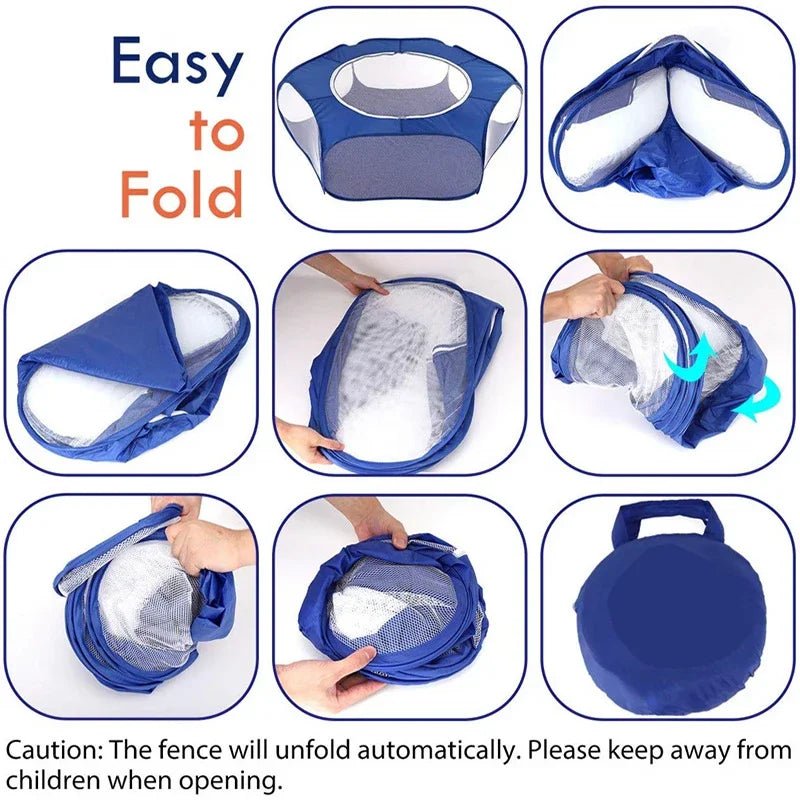 Cercadinho Transparente Portátil para Pets – Cães, Gatos e Animais Pequenos