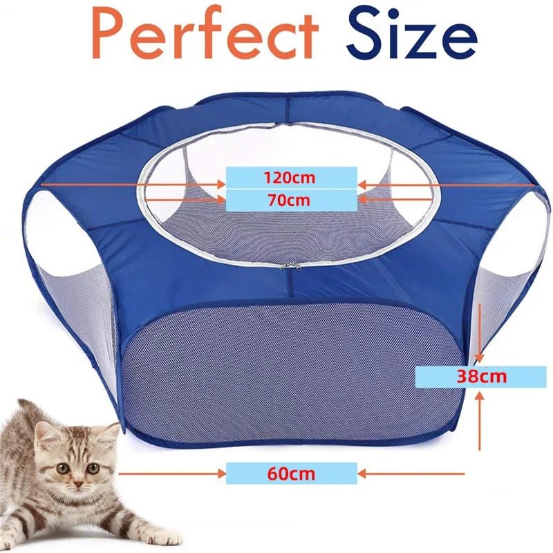 Cercadinho Transparente Portátil para Pets – Cães, Gatos e Animais Pequenos