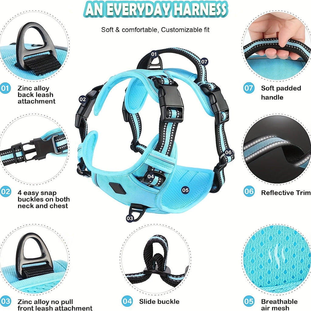 Segurança em primeiro lugar! Peitoral refletivo anti-puxão para cães