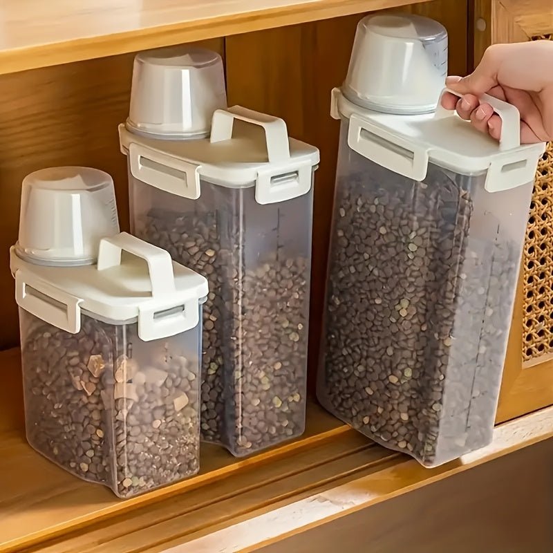 Recipiente transparente para alimentos secos, design fácil de despejar, adequada para alimentação precisa