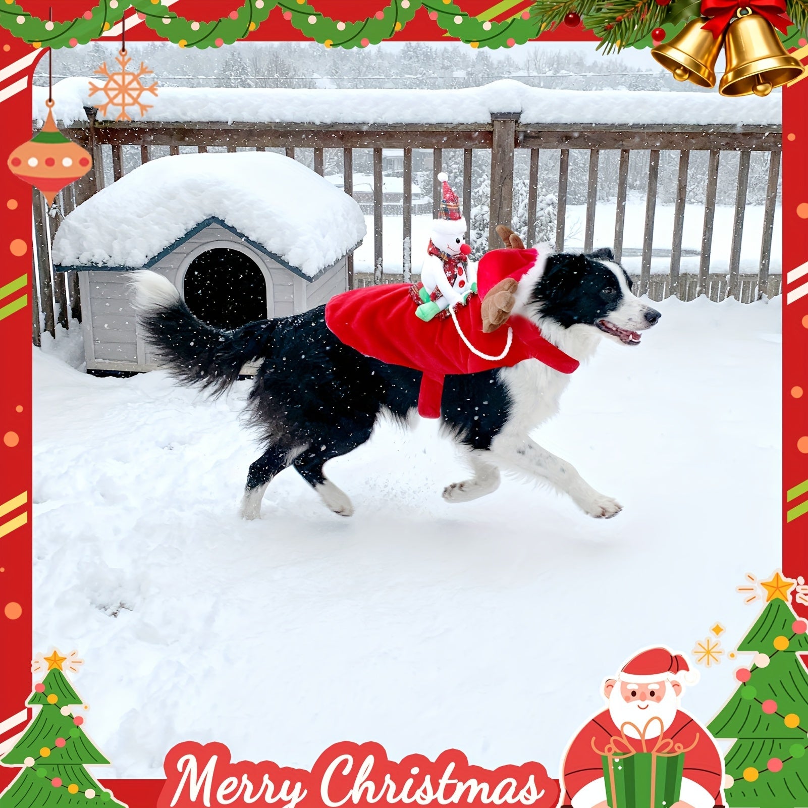 Fantasia de Natal Ajustável para Cães – Papai Noel e Boneco de Neve