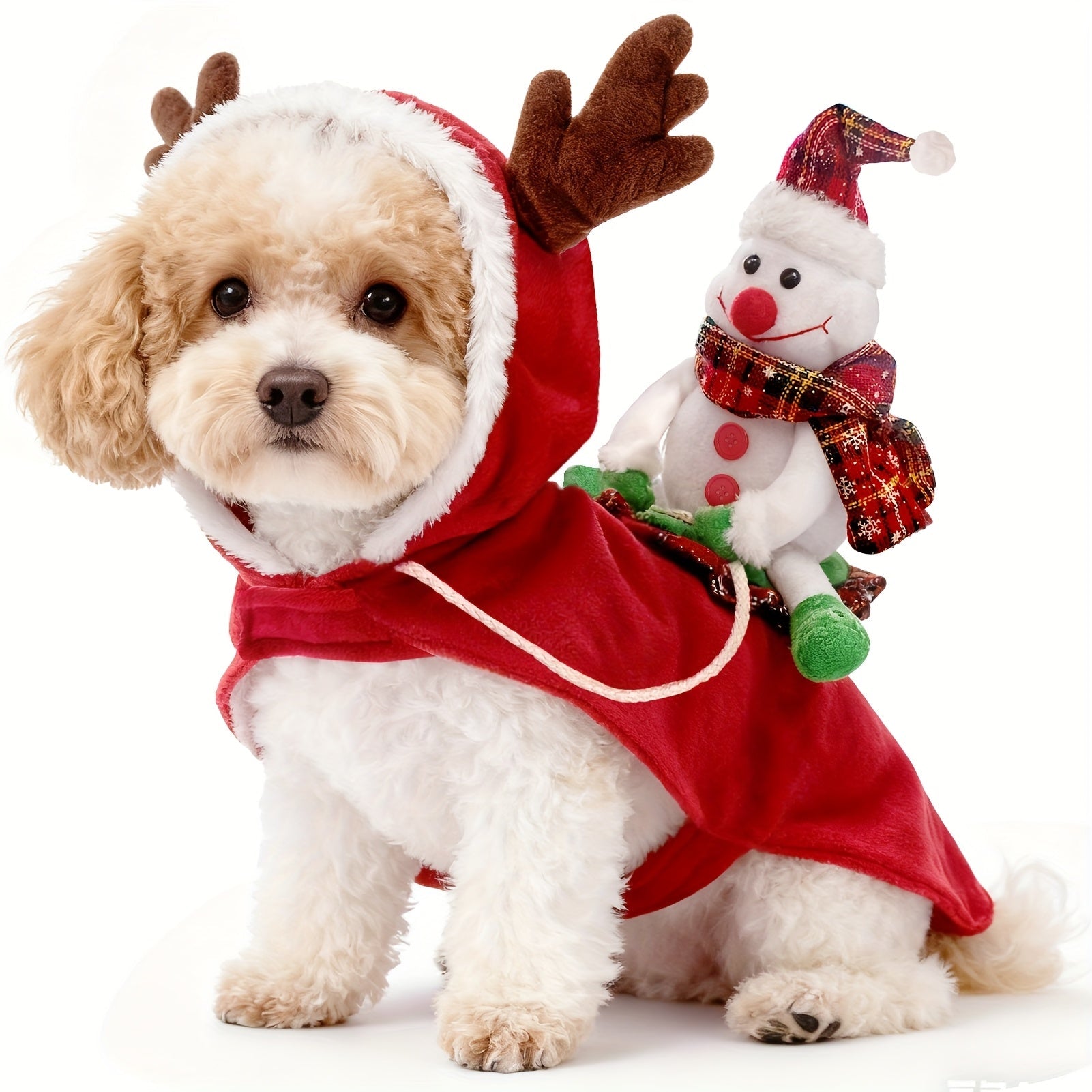 Fantasia de Natal Ajustável para Cães – Papai Noel e Boneco de Neve