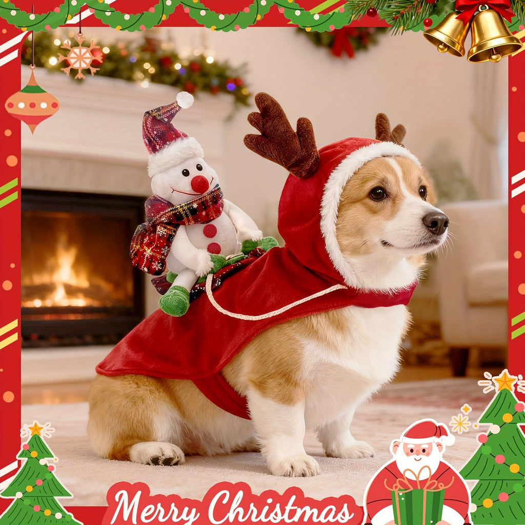 Fantasia de Natal Ajustável para Cães – Papai Noel Boneco de Neve “Montado”