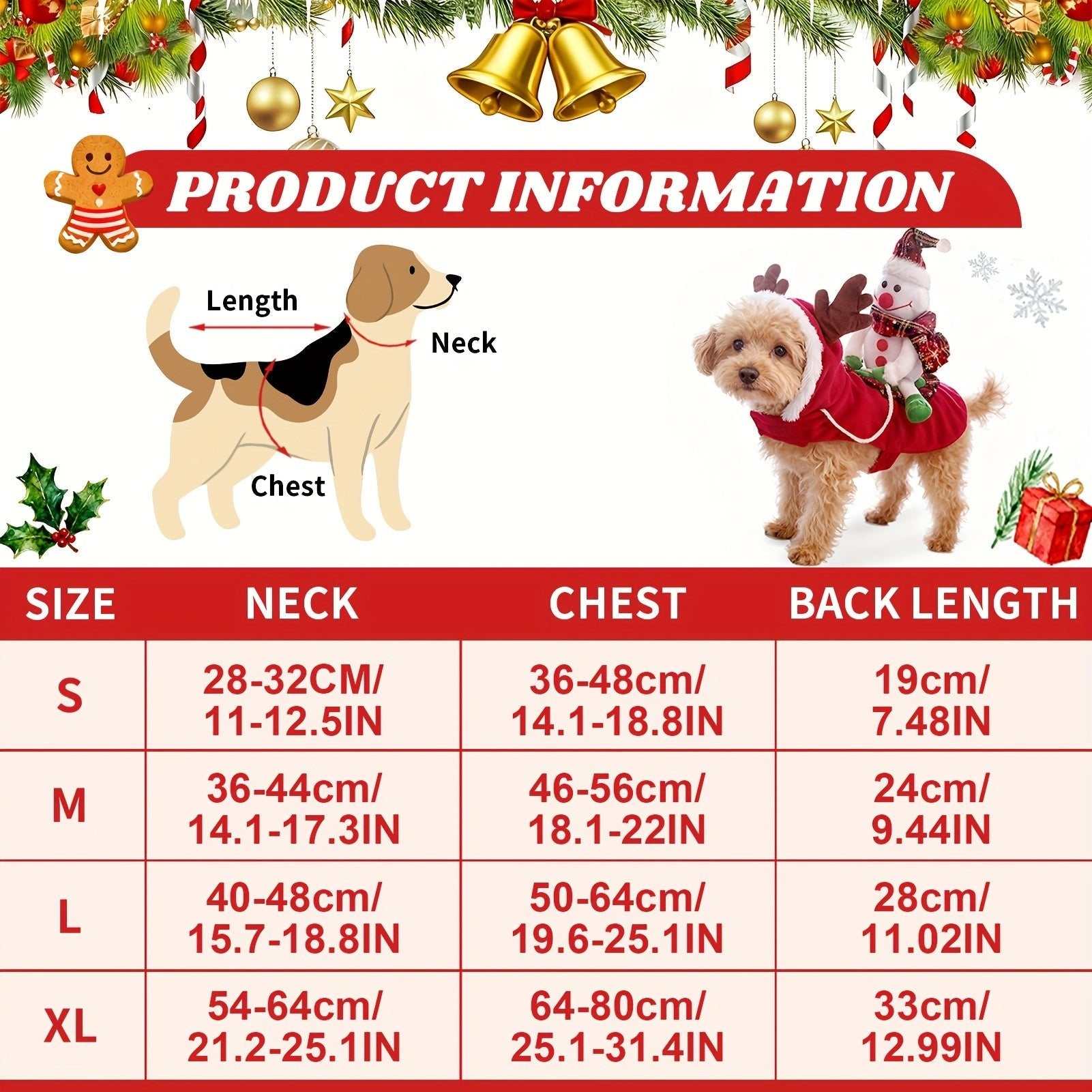 Fantasia de Natal Ajustável para Cães – Papai Noel e Boneco de Neve